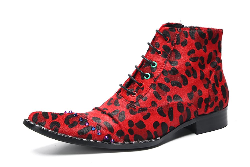 santimon Men's Fashion Suede Beaded Western Boots