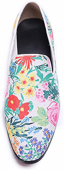 Santimon Men's Floral Lightweight Smoking Loafers