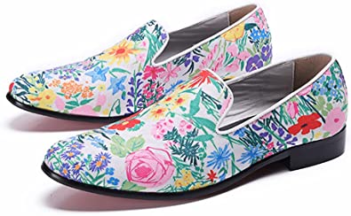 santimon Men's Floral Lightweight Smoking Loafers
