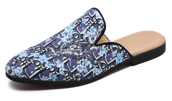 Santimon Men's Floral Plum Backless Mules