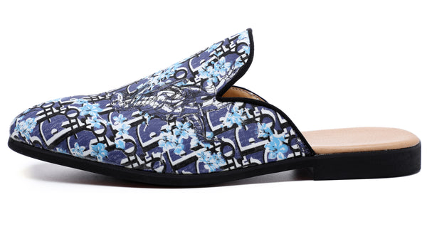 Santimon Men's Floral Plum Backless Mules
