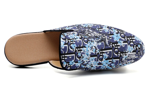 Santimon Men's Floral Plum Backless Mules