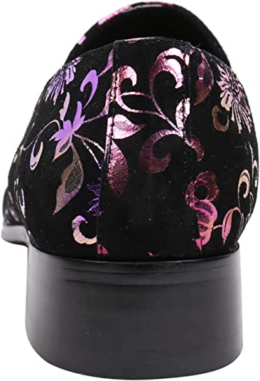 Santimon Men's Floral Rhinestone Western Loafers