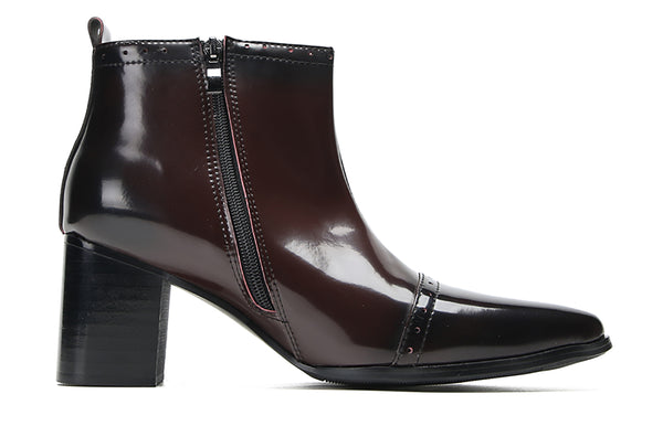 Santimon Men's Flower Buckle Western Ankle Boots