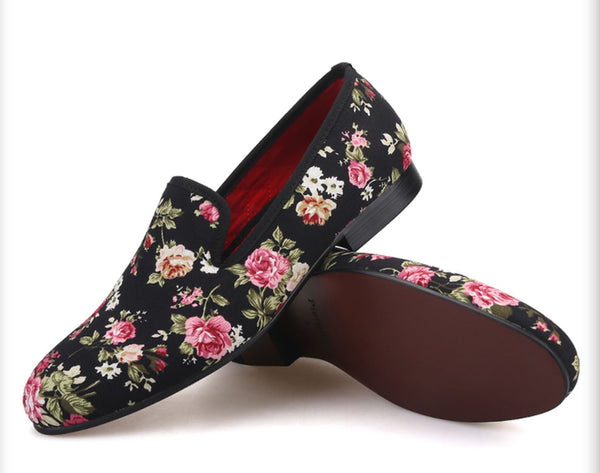 Santimon Men's Flowers Slip-Ons Prom Dress Loafers