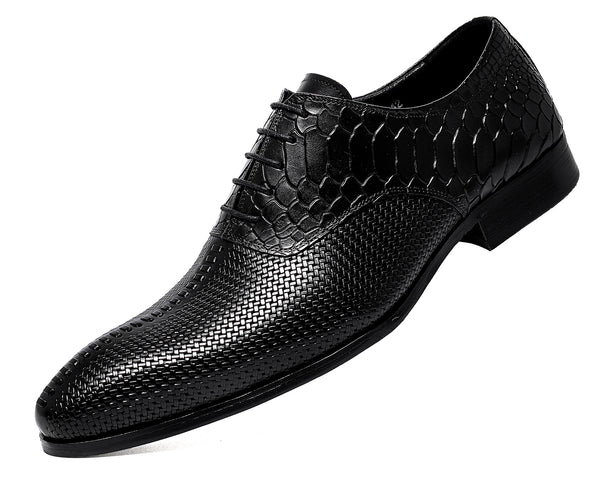 Santimon Men's Formal Leather Woven Oxfords