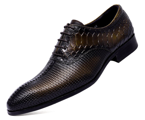 Santimon Men's Formal Leather Woven Oxfords