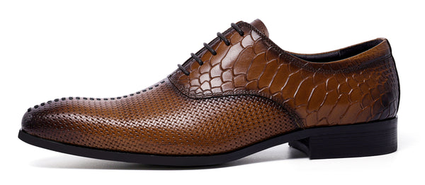 Santimon Men's Formal Leather Woven Oxfords