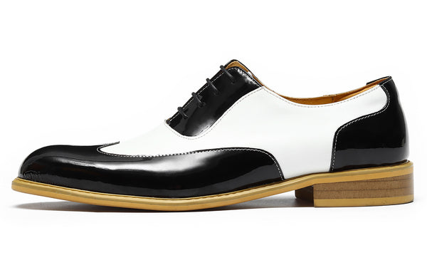 Santimon Men's Formal Oxford Shoes Black-White