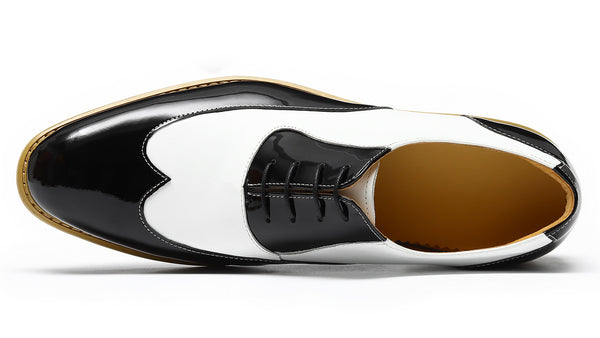Santimon Men's Formal Oxford Shoes Black-White