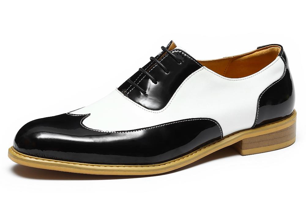 santimon Men's Formal Oxford Shoes Black-White