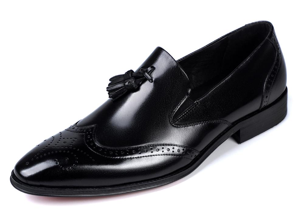santimon Men's Formal Tassel Leather Loafers