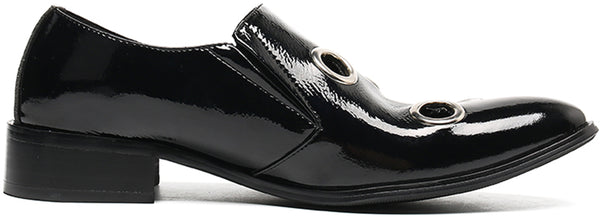 Santimon Men's Four Circular Holes Leather Loafers