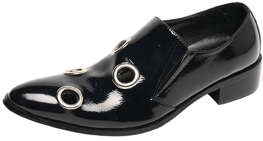 santimon Men's Four Circular Holes Leather Loafers