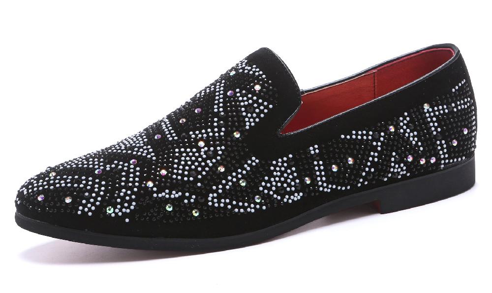 santimon Men's Gemstones Smoking Loafers