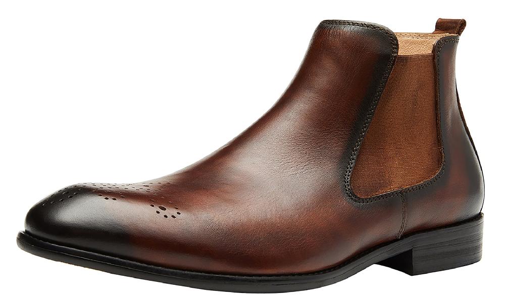 santimon Men's Genuine Leather Chelsea Boots