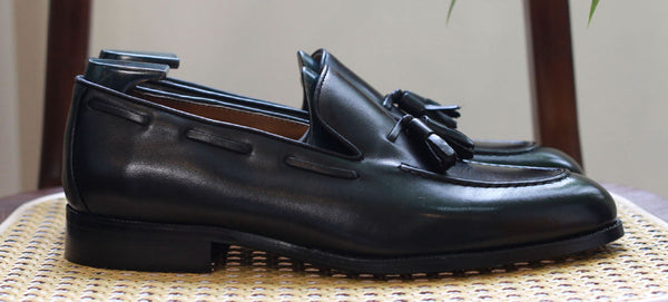 Santimon Men's Genuine Leather Tassel Loafers