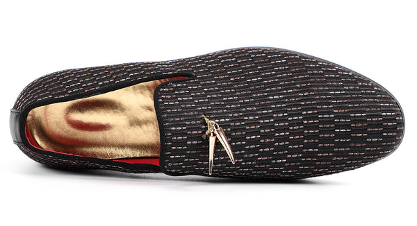 Santimon Men's Glitter Rivet Smoking Loafers