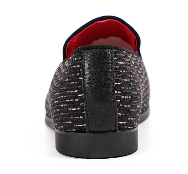 Santimon Men's Glitter Rivet Smoking Loafers