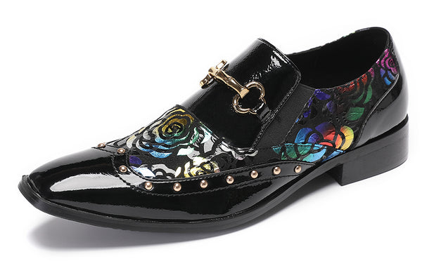 Santimon Men's Gold Chain Casual Dress Loafers