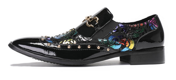 Santimon Men's Gold Chain Casual Dress Loafers