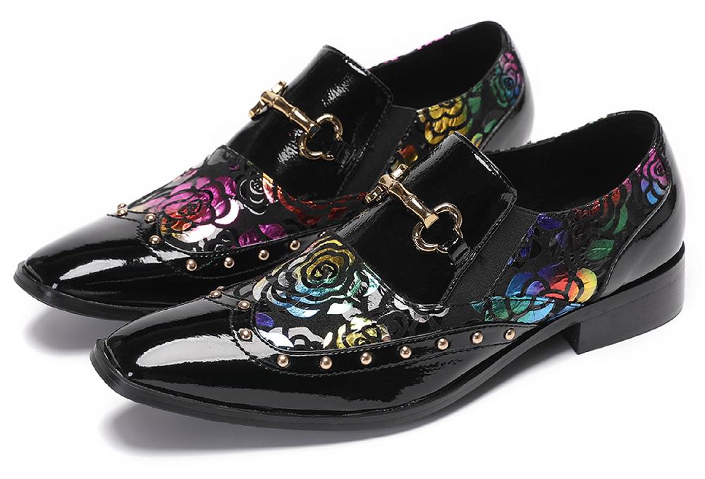 santimon Men's Gold Chain Casual Dress Loafers