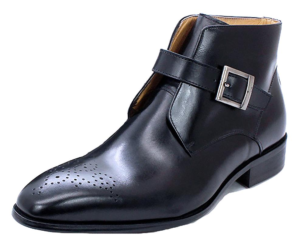 santimon Men's Handmade Buckle Brogues Dress Boots