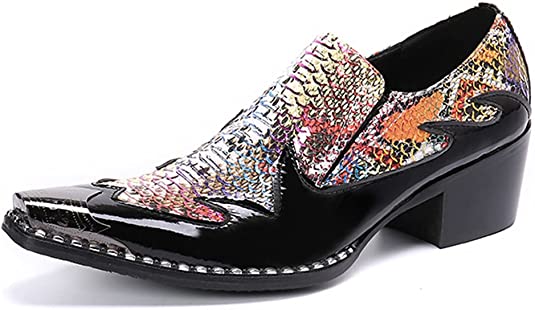 Santimon Men's High Cuban Heel Western Loafer