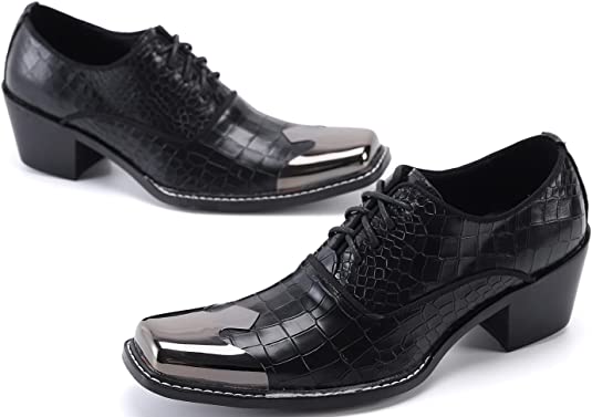 Santimon Men's High Heel Western Oxfords