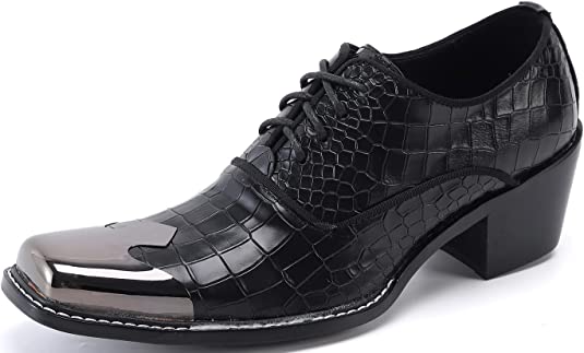 santimon Men's High Heel Western Oxfords