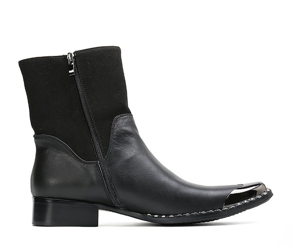 Santimon Men's High-Top Western Boots Metal Tip