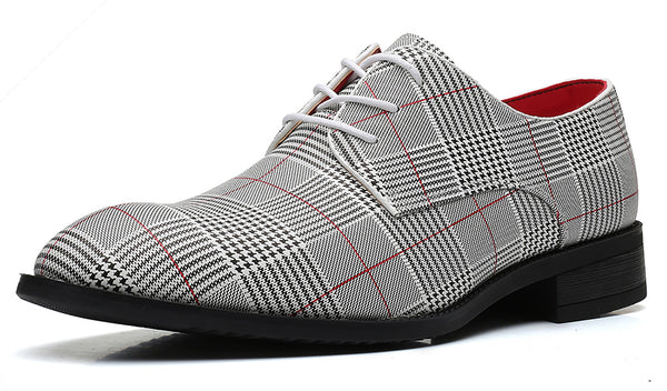 Santimon Men's Houndstooth Derby Shoes