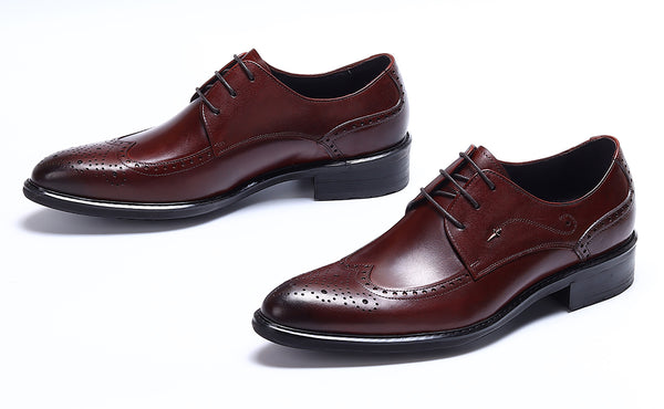 Santimon Men's Lace-up Brogues Leather Derby