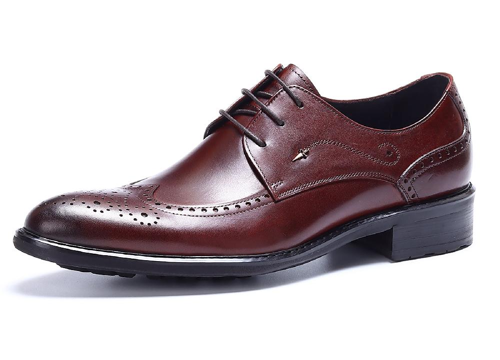 santimon Men's Lace-up Brogues Leather Derby
