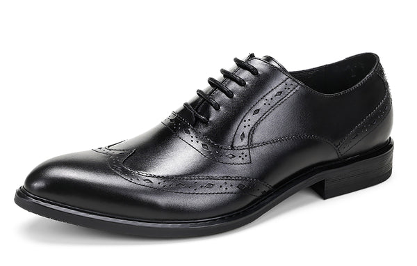 Santimon Men's Lace-up Brogues Leather Oxfords