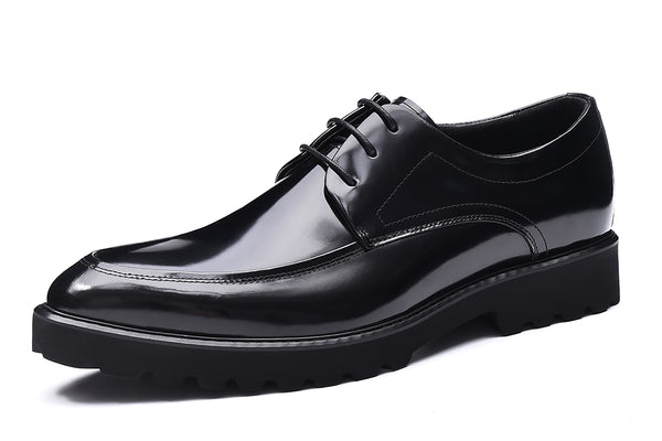 Santimon Men's Lace-up Patent Leather Derby