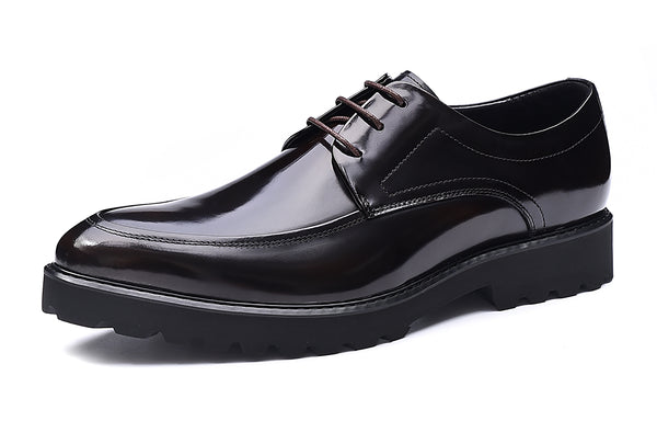 Santimon Men's Lace-up Patent Leather Derby