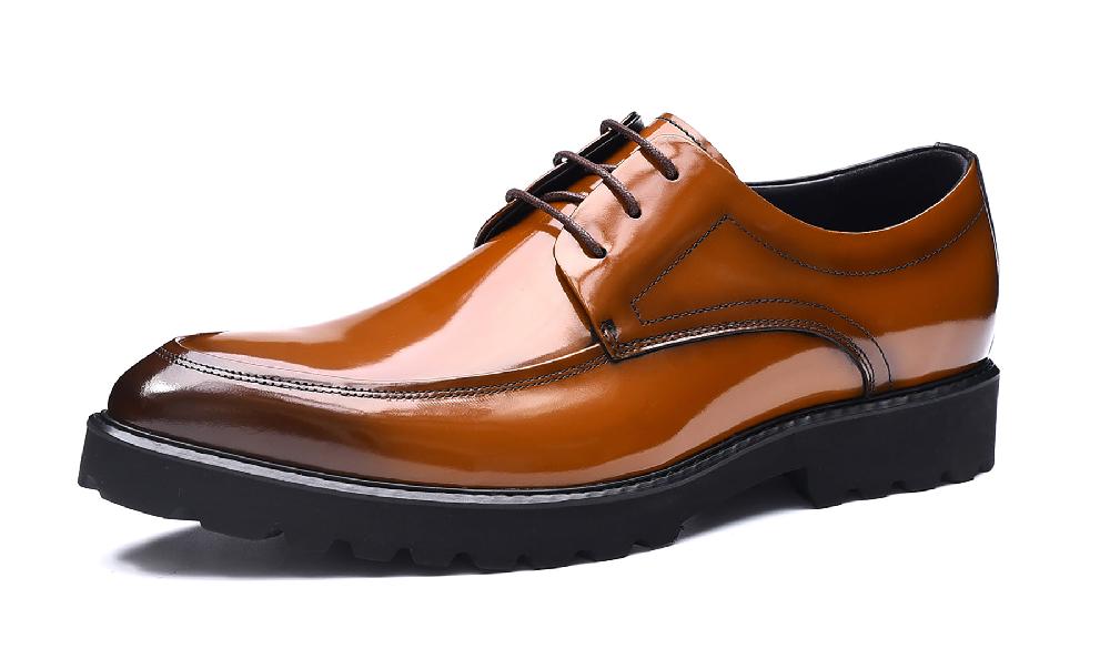 santimon Men's Lace-up Patent Leather Derby