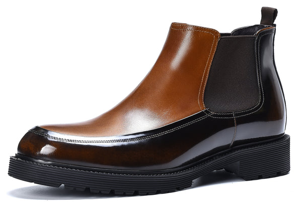Santimon Men's Leather Casual Chelsea Boots