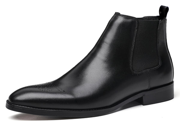 Santimon Men's Leather Dress Formal Chelsea Boots
