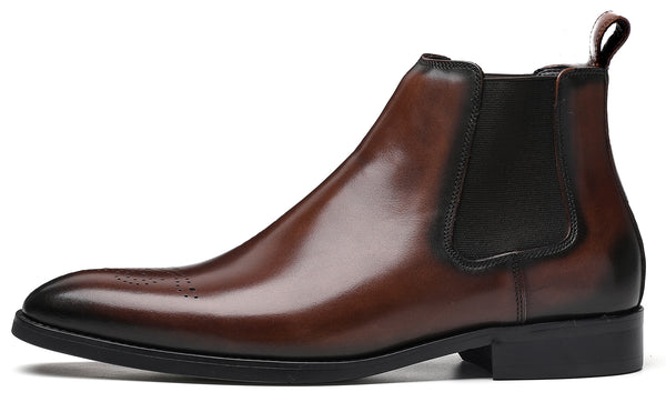 Santimon Men's Leather Dress Formal Chelsea Boots