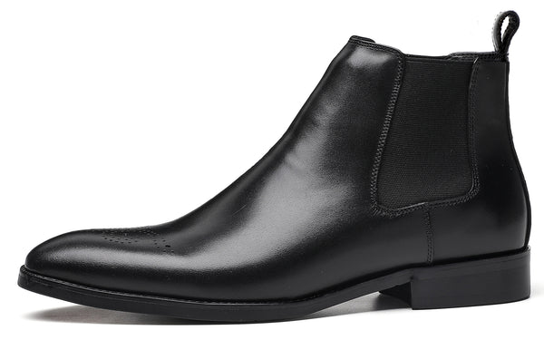 Santimon Men's Leather Dress Formal Chelsea Boots