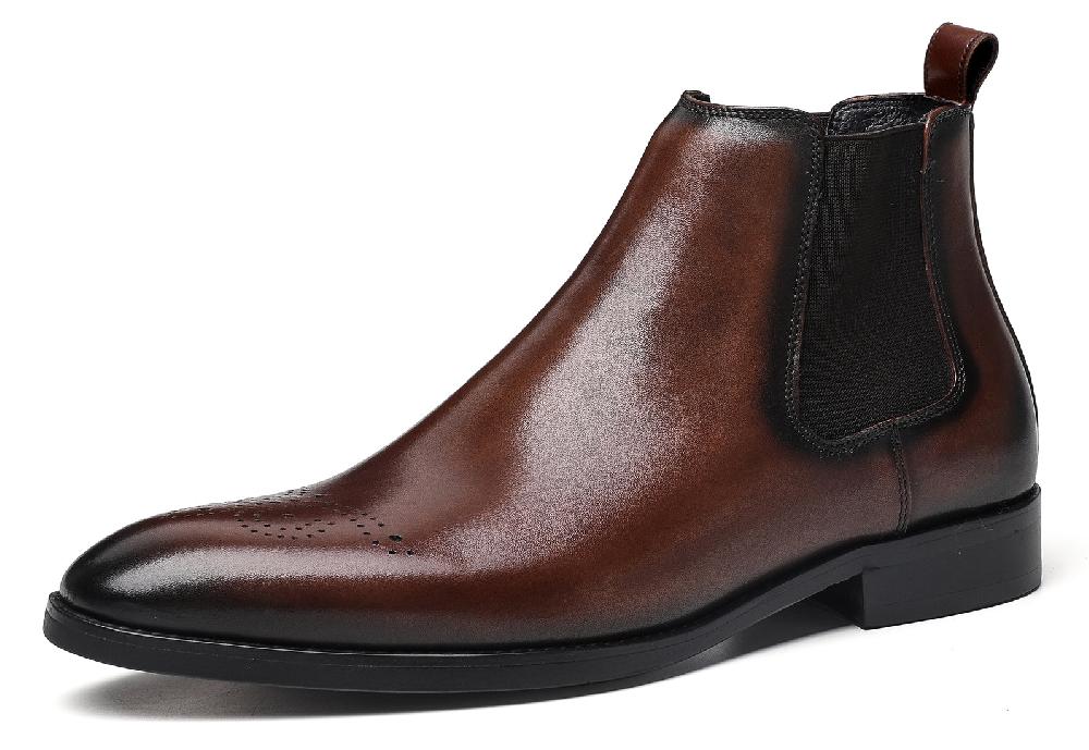 santimon Men's Leather Dress Formal Chelsea Boots