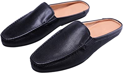 Santimon Men's Leather Dress Mules Slippers