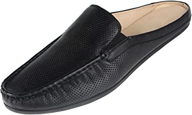 santimon Men's Leather Dress Mules Slippers