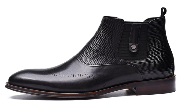 Santimon Men's Leather Fashion Chelsea Boots