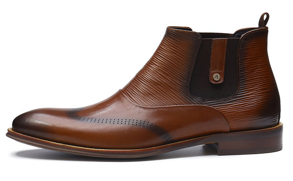 Santimon Men's Leather Fashion Chelsea Boots