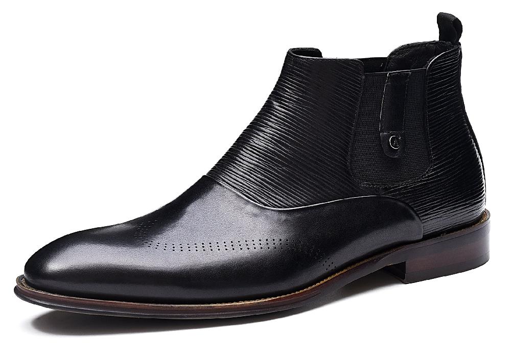 santimon Men's Leather Fashion Chelsea Boots