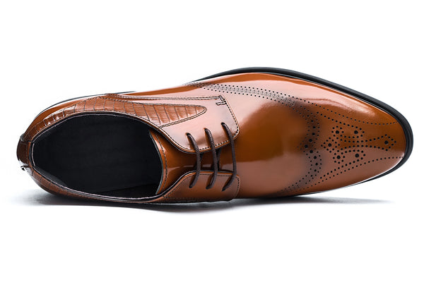 Santimon Men's Leather Formal Derby Brogues