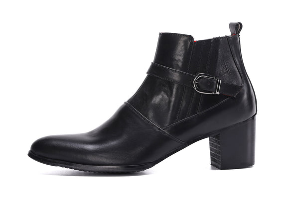 Santimon Men's Leather Monk Strap Western Boots